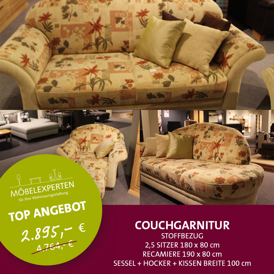 Couchgarnitur mit 3 Teilen Ausstellungsstück